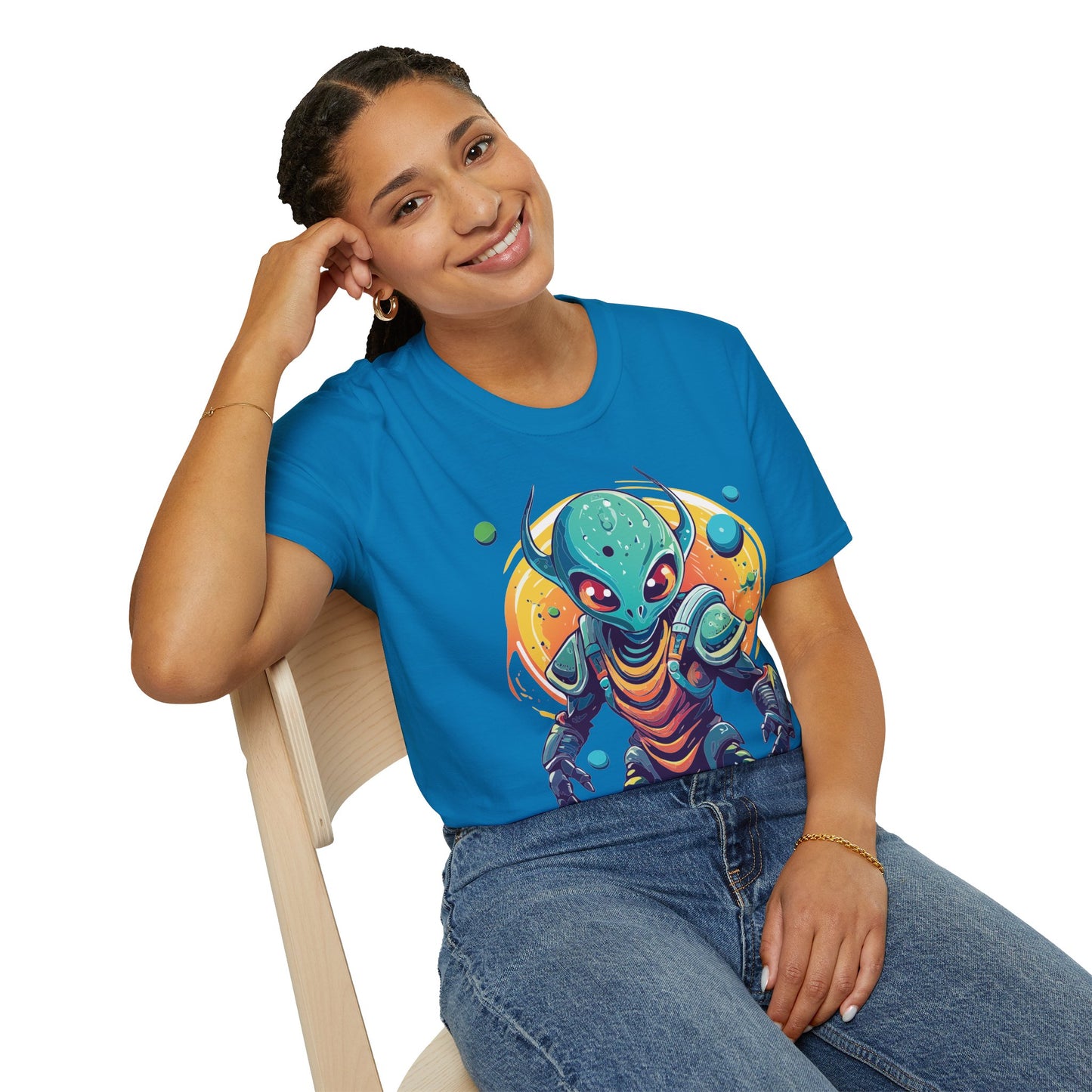 Alien Cosmos Shirt Unisex Softstyle Tee With Alien Art Design Space Theme Graphic Tee