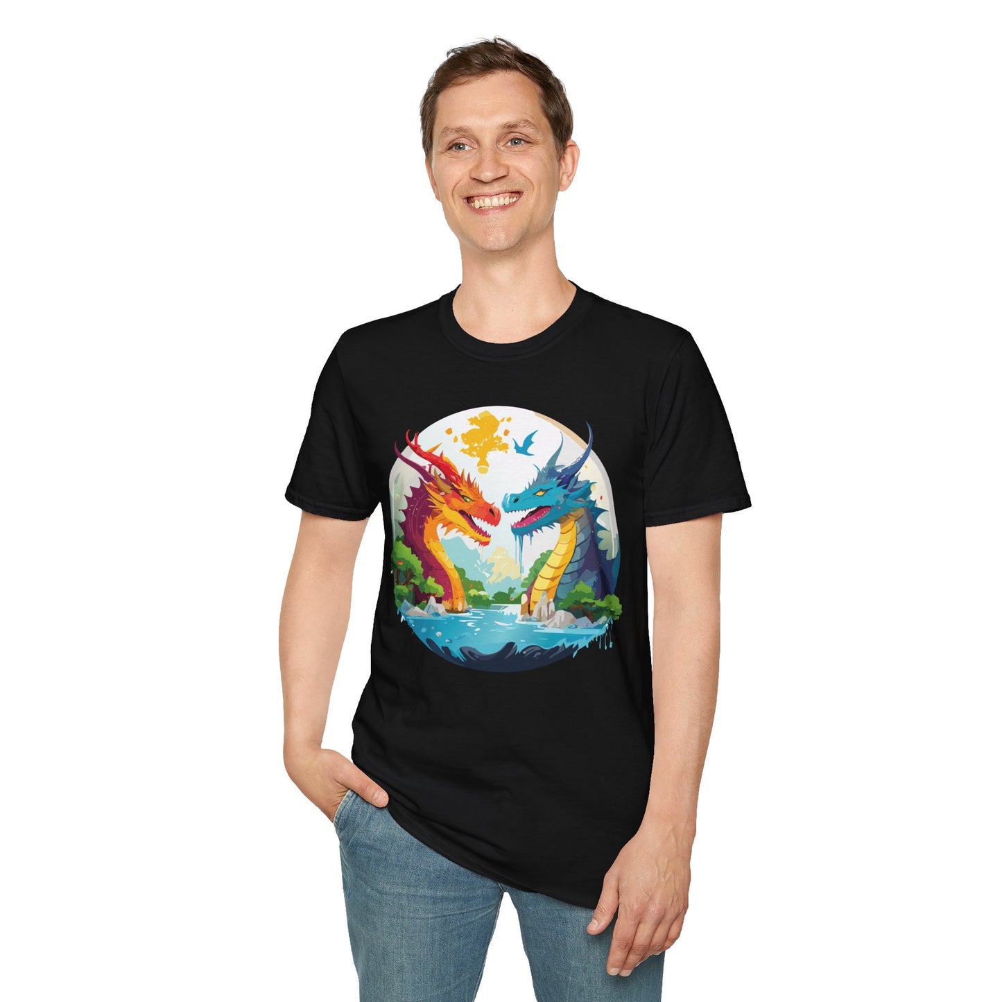 Dragon T Shirt Unisex Gildan Softstyle 64000 100 Percent Cotton Animal Print Tee Artwork