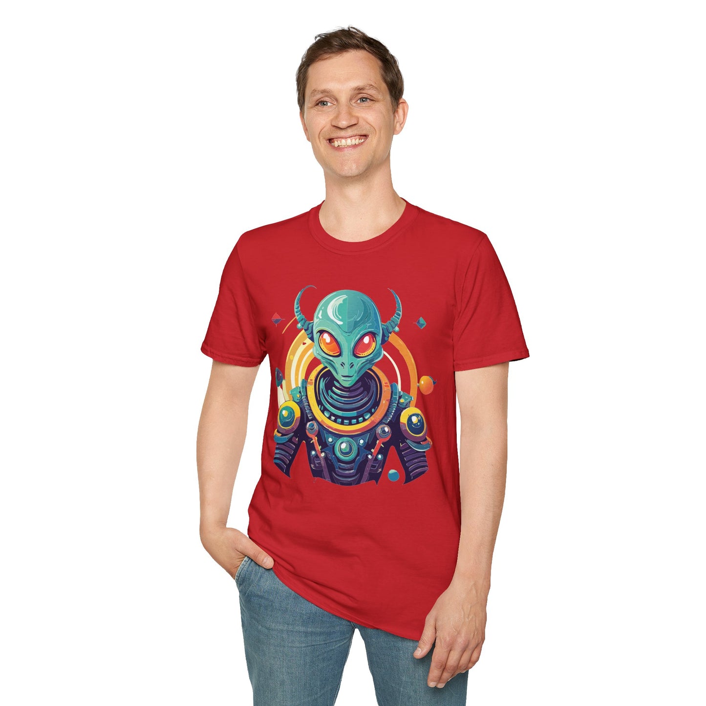 Alien Cosmos T Shirt Unisex Softstyle Cotton Tee With Alien Art Design Premium Comfort