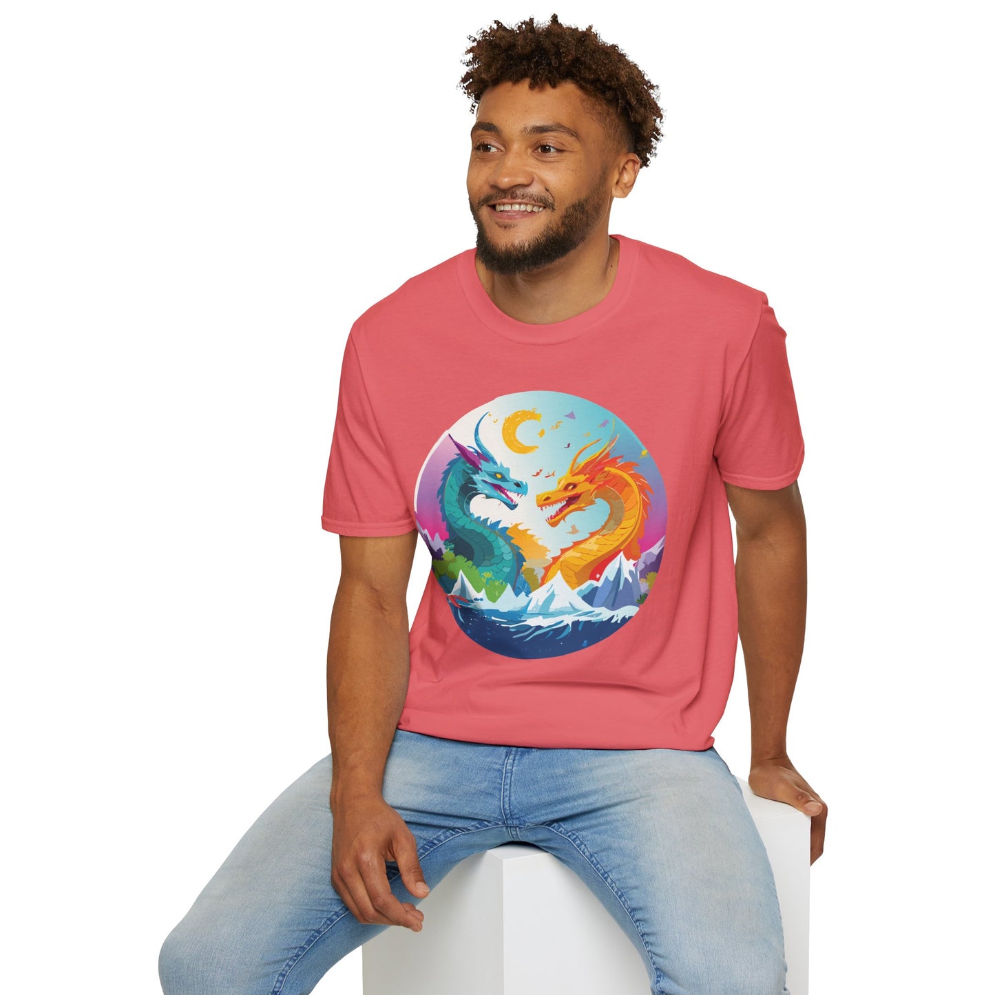 Dragon T Shirt Unisex Gildan Softstyle 64000 Tee Dragon Artwork Animal Print Shirt