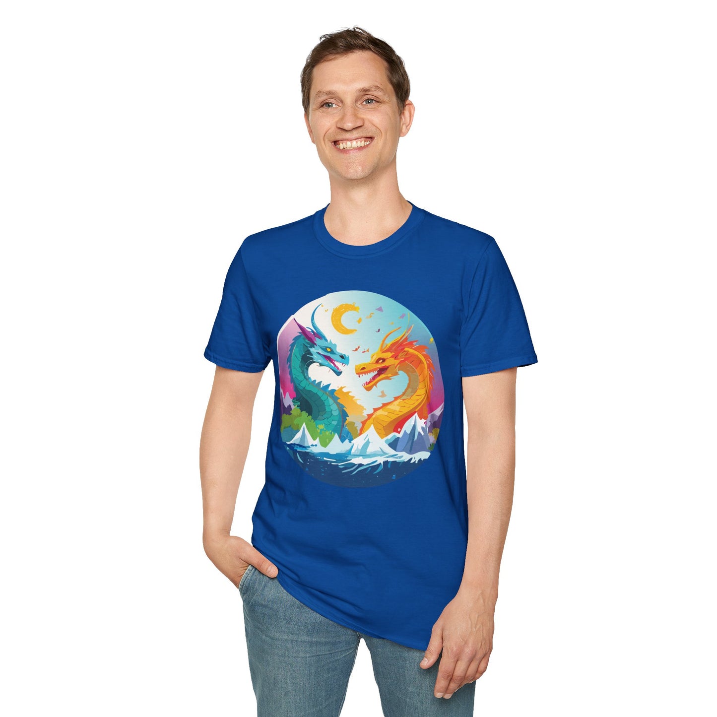 Dragon T Shirt Unisex Gildan Softstyle 64000 Tee Dragon Artwork Animal Print Shirt