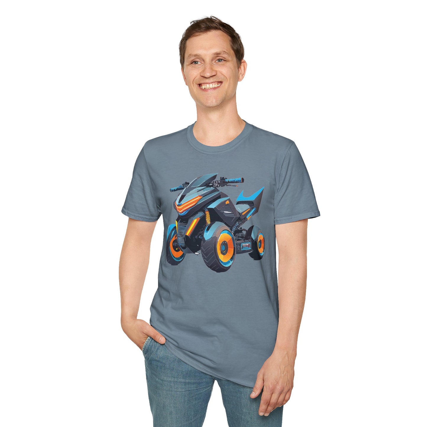 Unisex Motorcycle Art Design T Shirt Softstyle 64000 MTB Graphic Tee For Riders