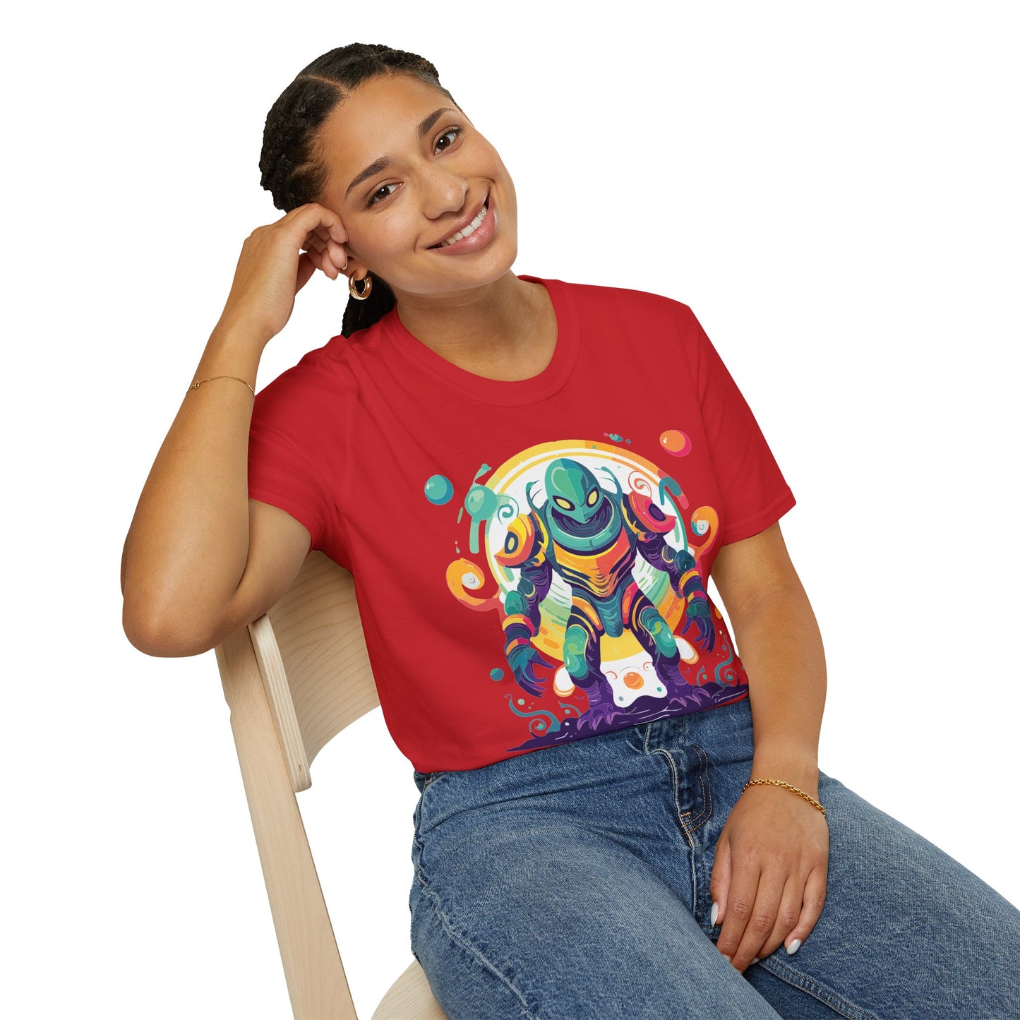 Cosmos Alien T Shirt Unisex Softstyle 64000 with Art Design Durable Comfort Artwork Tee