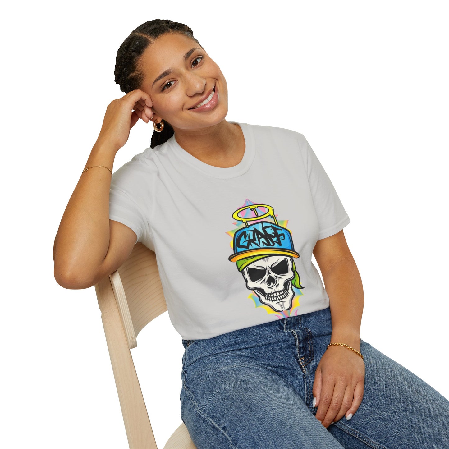 Unisex Skull Graphic Tee Shirt With Skeleton Design Softstyle 64000 100 Percent Ring Spun Cotton