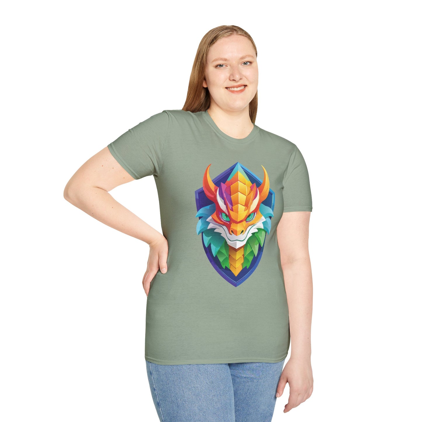Unisex Dragon T Shirt Softstyle 64000 100 Percent Ring Spun Cotton Comfortable Tee