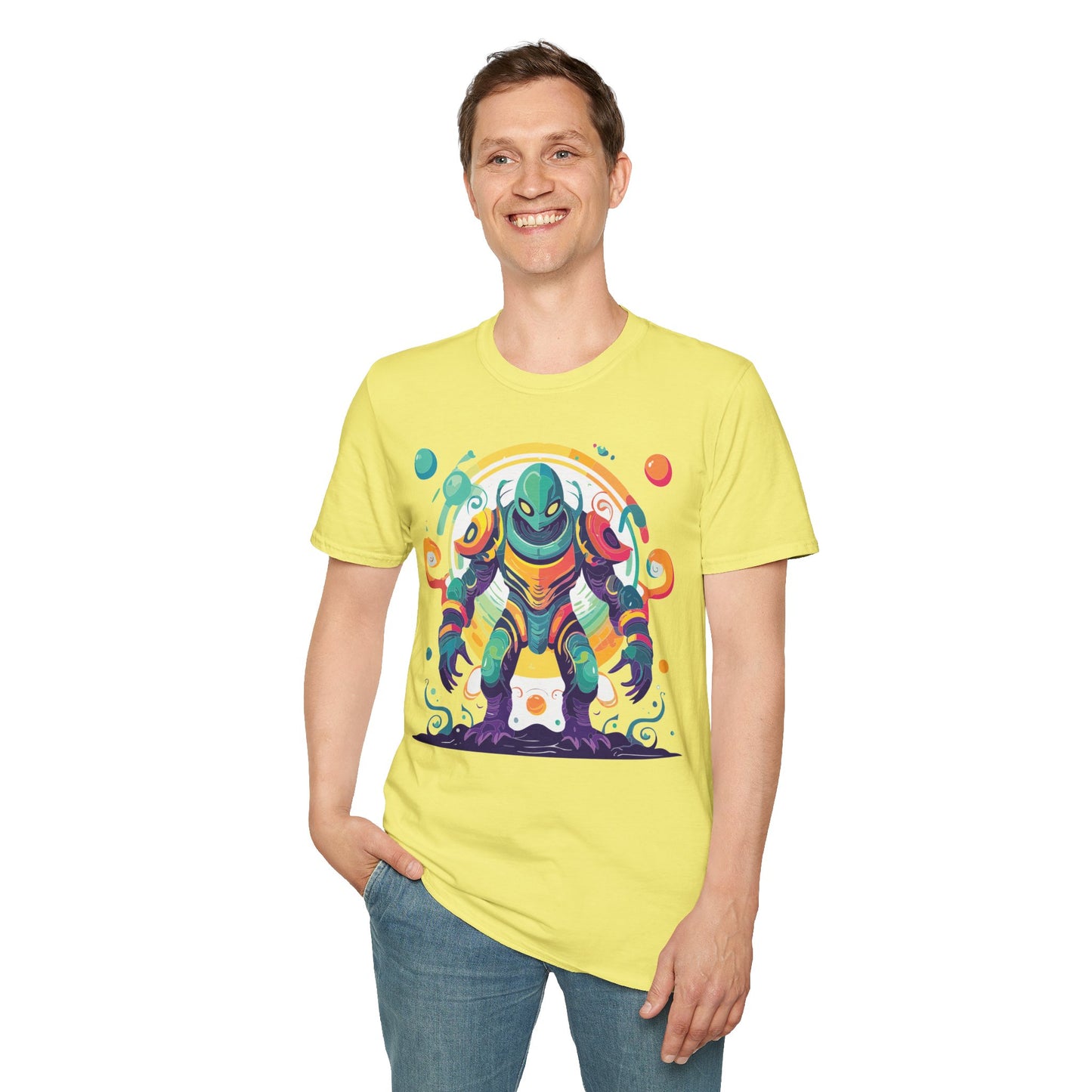 Cosmos Alien T Shirt Unisex Softstyle 64000 with Art Design Durable Comfort Artwork Tee