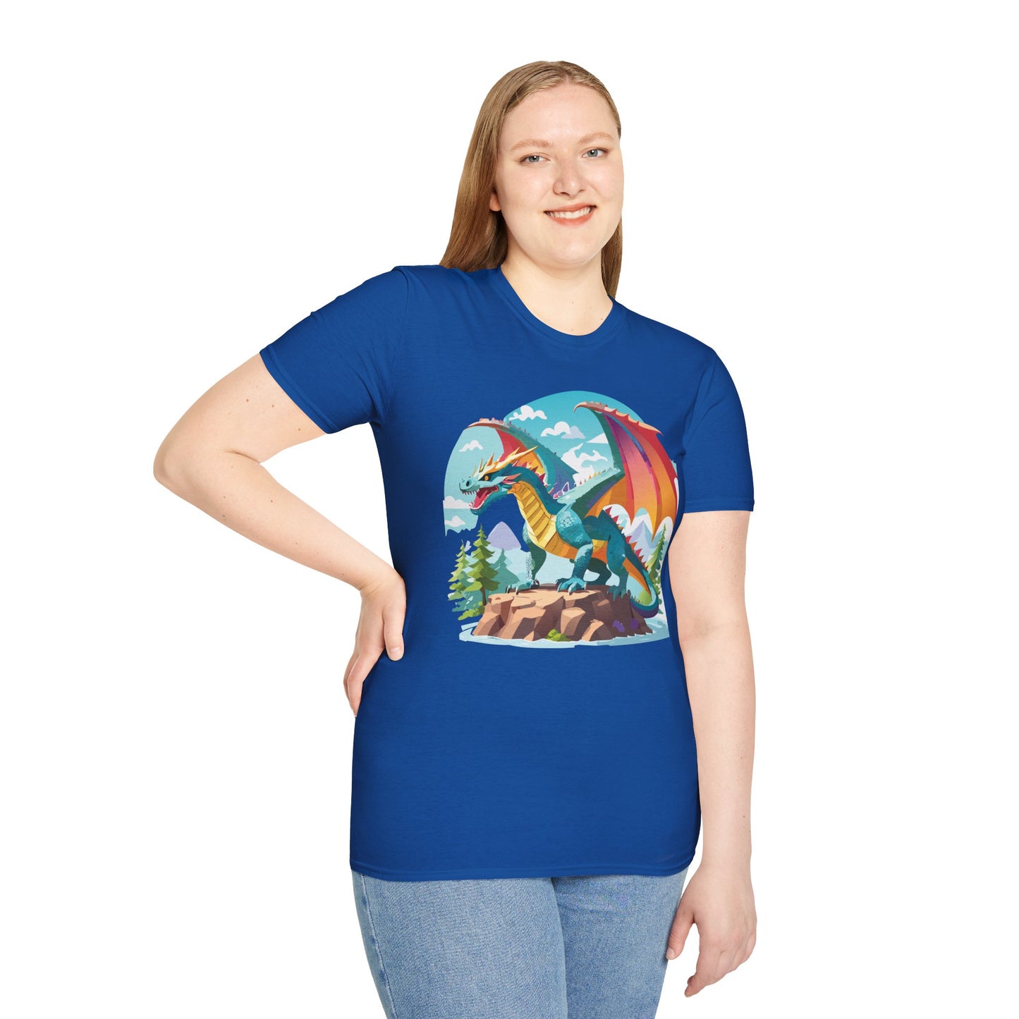 Dragon Graphic Tee Unisex Softstyle 100 Percent Ring Spun Cotton Animal Art Print Shirt