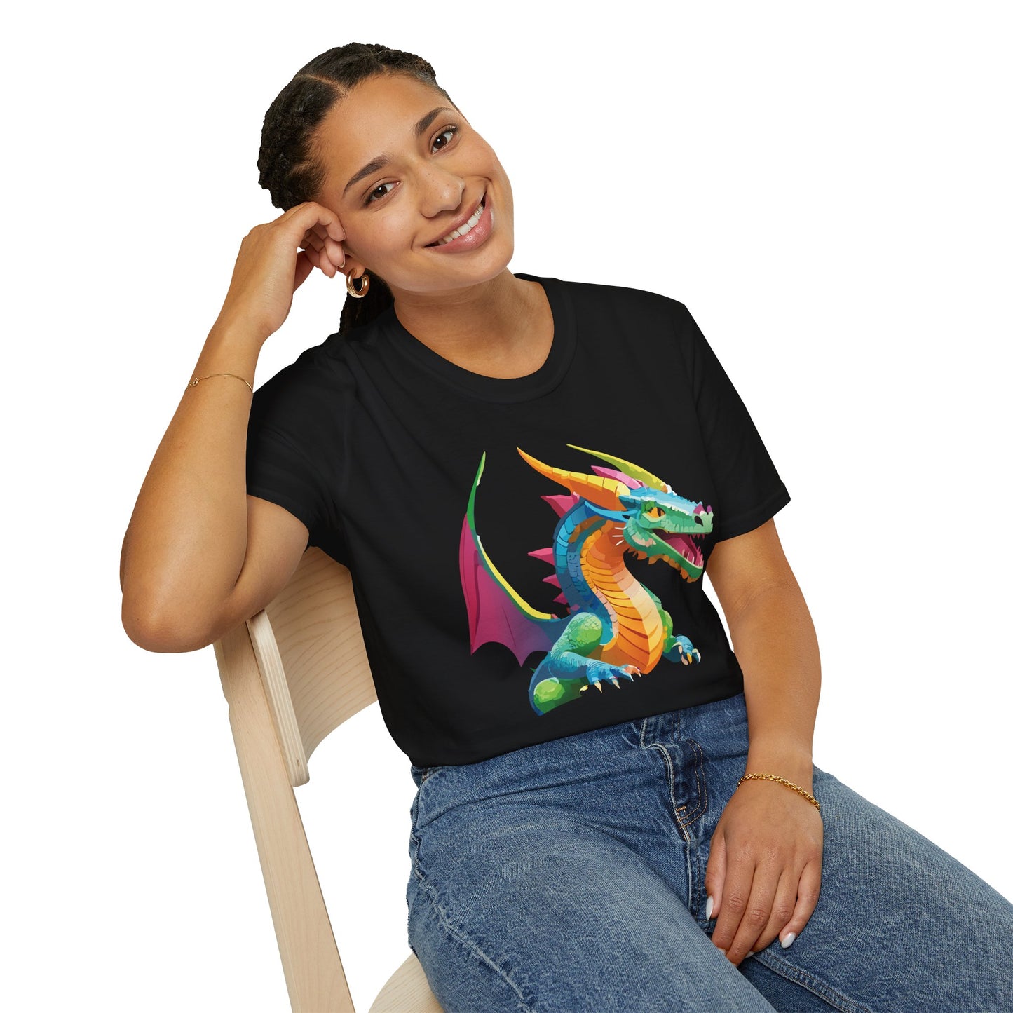Unisex Dragon Graphic Tee Softstyle Short Sleeve T Shirt Made From Ring Spun Cotton