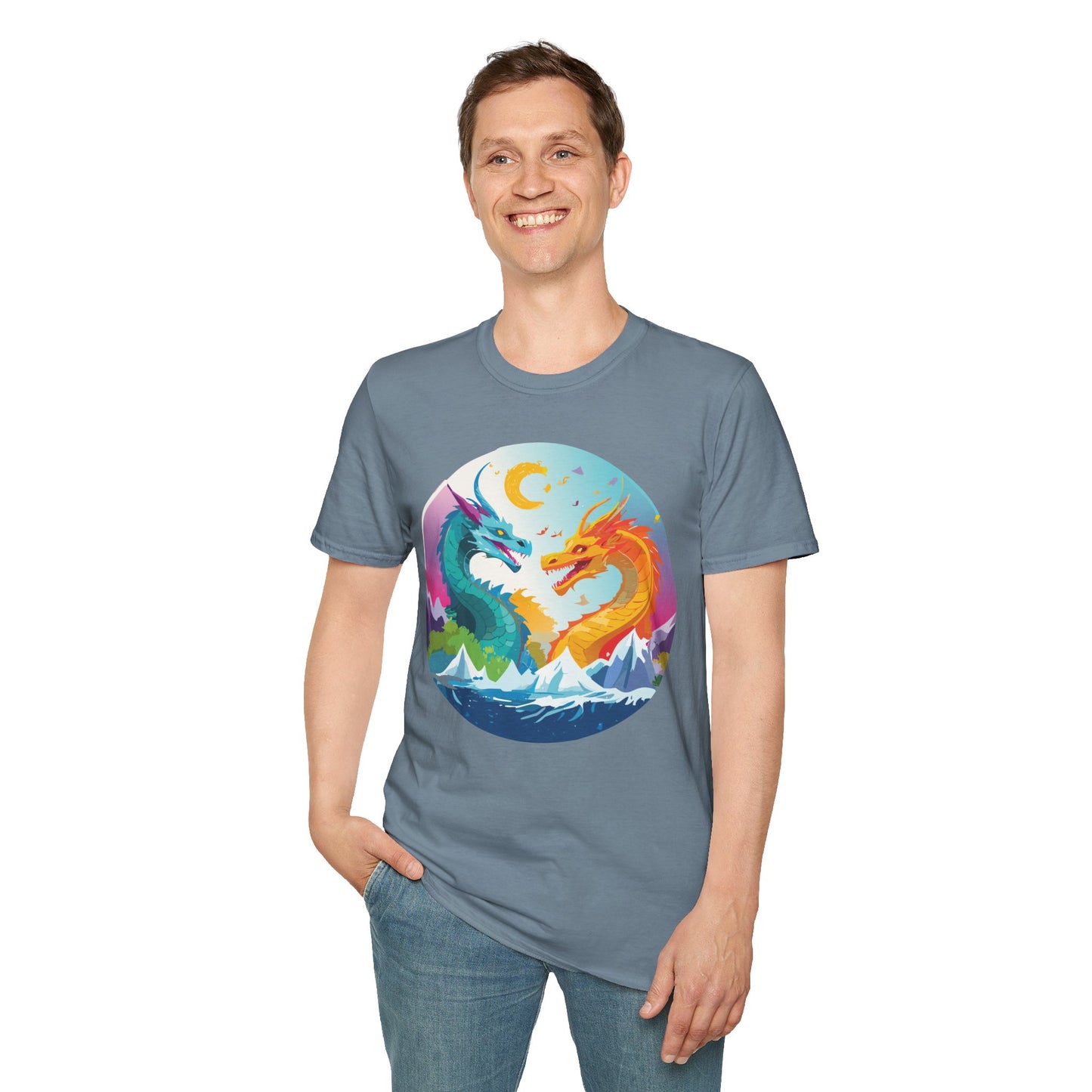 Dragon T Shirt Unisex Gildan Softstyle 64000 Tee Dragon Artwork Animal Print Shirt