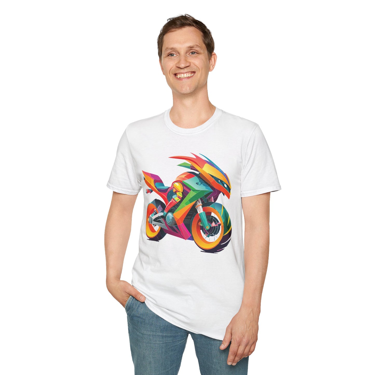 Unisex Bike T Shirt With Motorcycle Artwork Premium Cotton MTB Tee Softstyle 64000