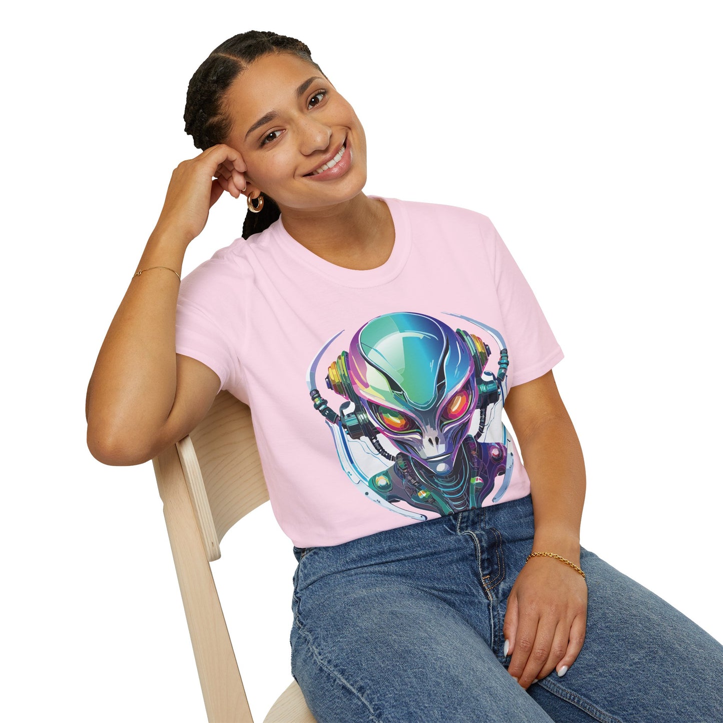 Alien Cosmos T Shirt Unisex Softstyle 64000 Tee With Alien Space Design 100 Percent Ringspun Cotton