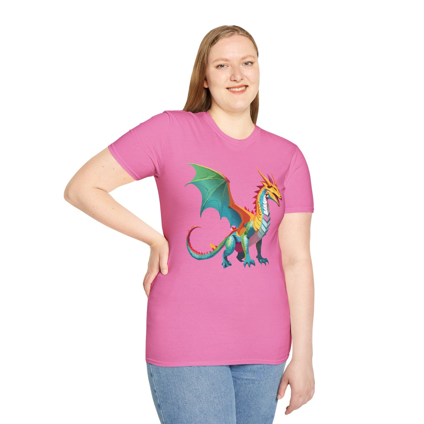 Dragon T Shirt Unisex Animal Design Tee Softstyle Gildan 64000 100 Percent Ring Spun Cotton