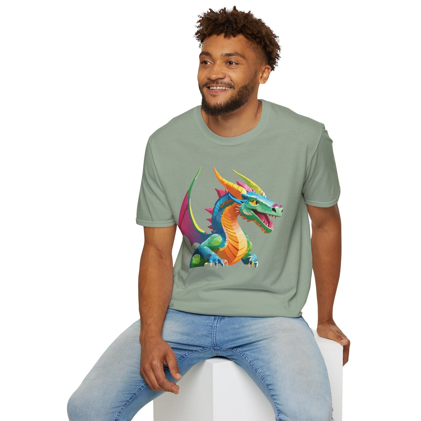 Unisex Dragon Graphic Tee Softstyle Short Sleeve T Shirt Made From Ring Spun Cotton