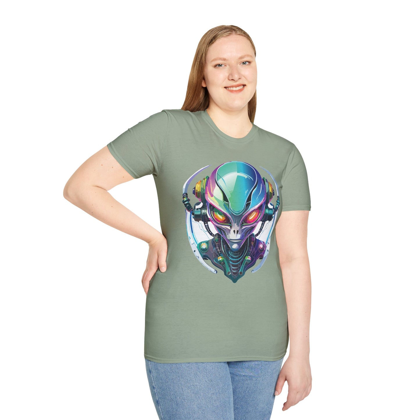 Alien Cosmos T Shirt Unisex Softstyle 64000 Tee With Alien Space Design 100 Percent Ringspun Cotton