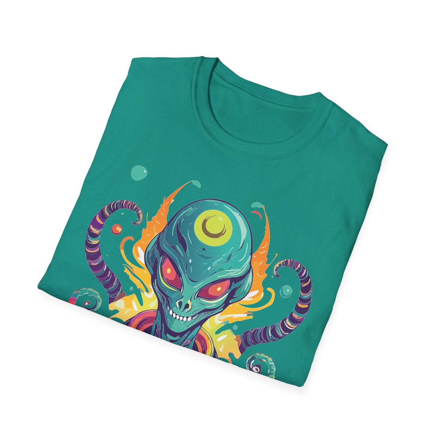 Alien Cosmos Unisex T Shirt With Aliens Design Gildan Softstyle 64000 Comfortable Lightweight Tee
