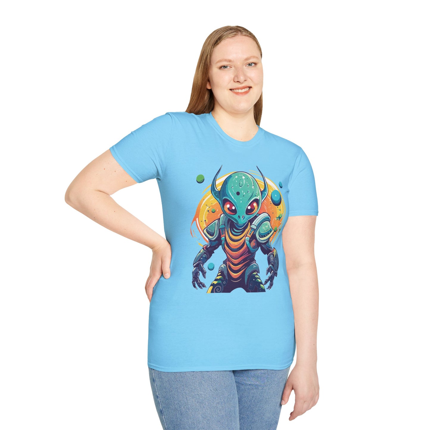 Alien Cosmos Shirt Unisex Softstyle Tee With Alien Art Design Space Theme Graphic Tee