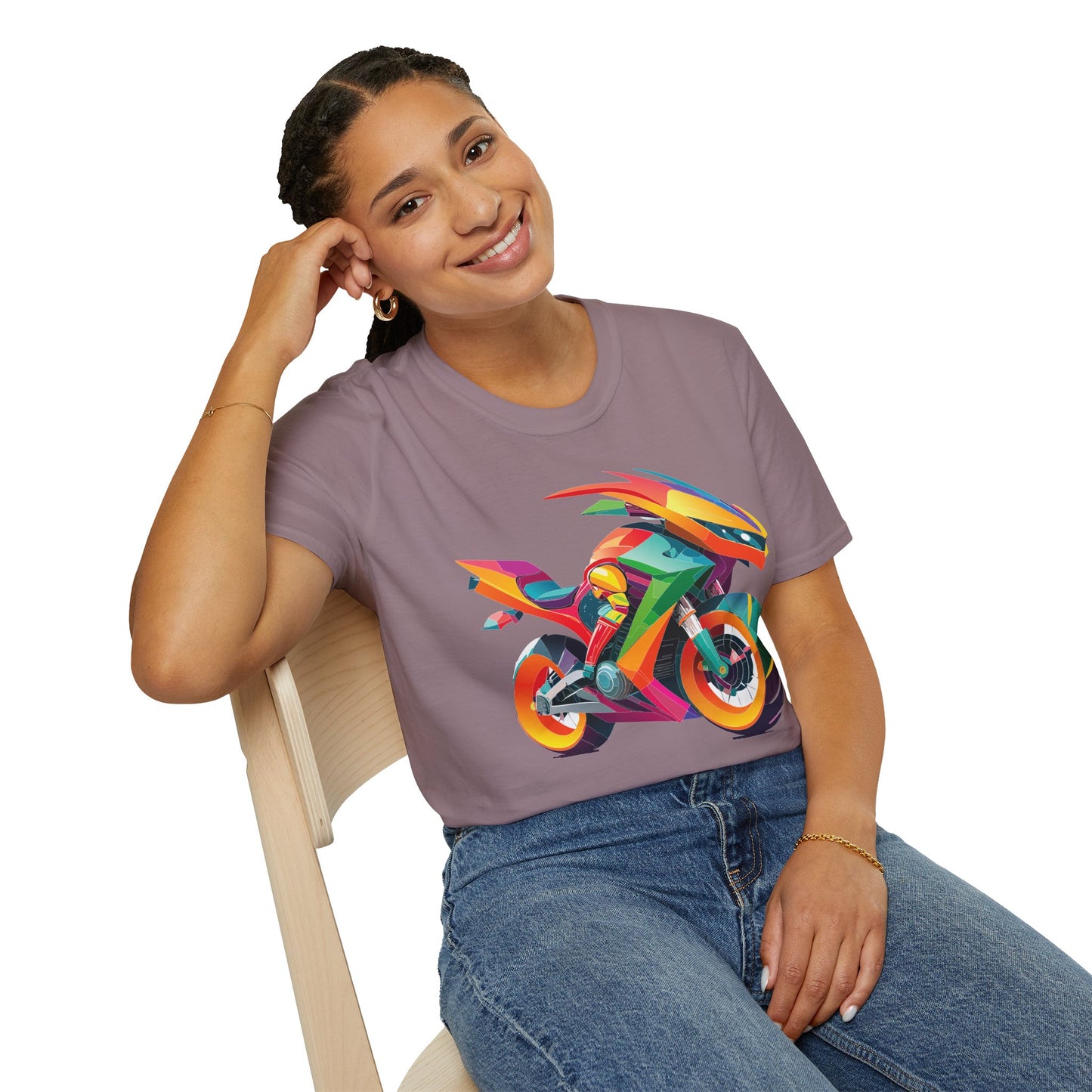 Unisex Bike T Shirt With Motorcycle Artwork Premium Cotton MTB Tee Softstyle 64000