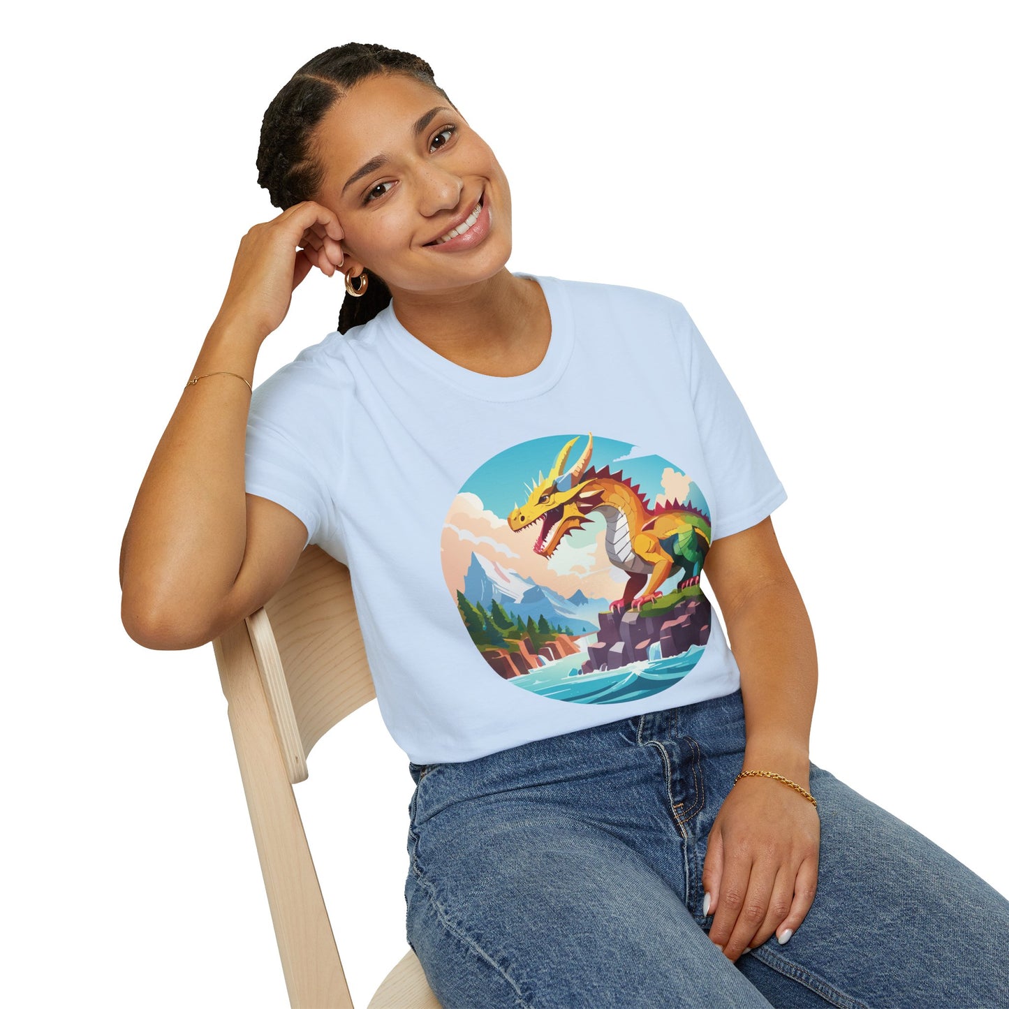 Dragon T Shirt Unisex Softstyle Cotton Tee With Colorful Animal Art Design For Everyday Wear