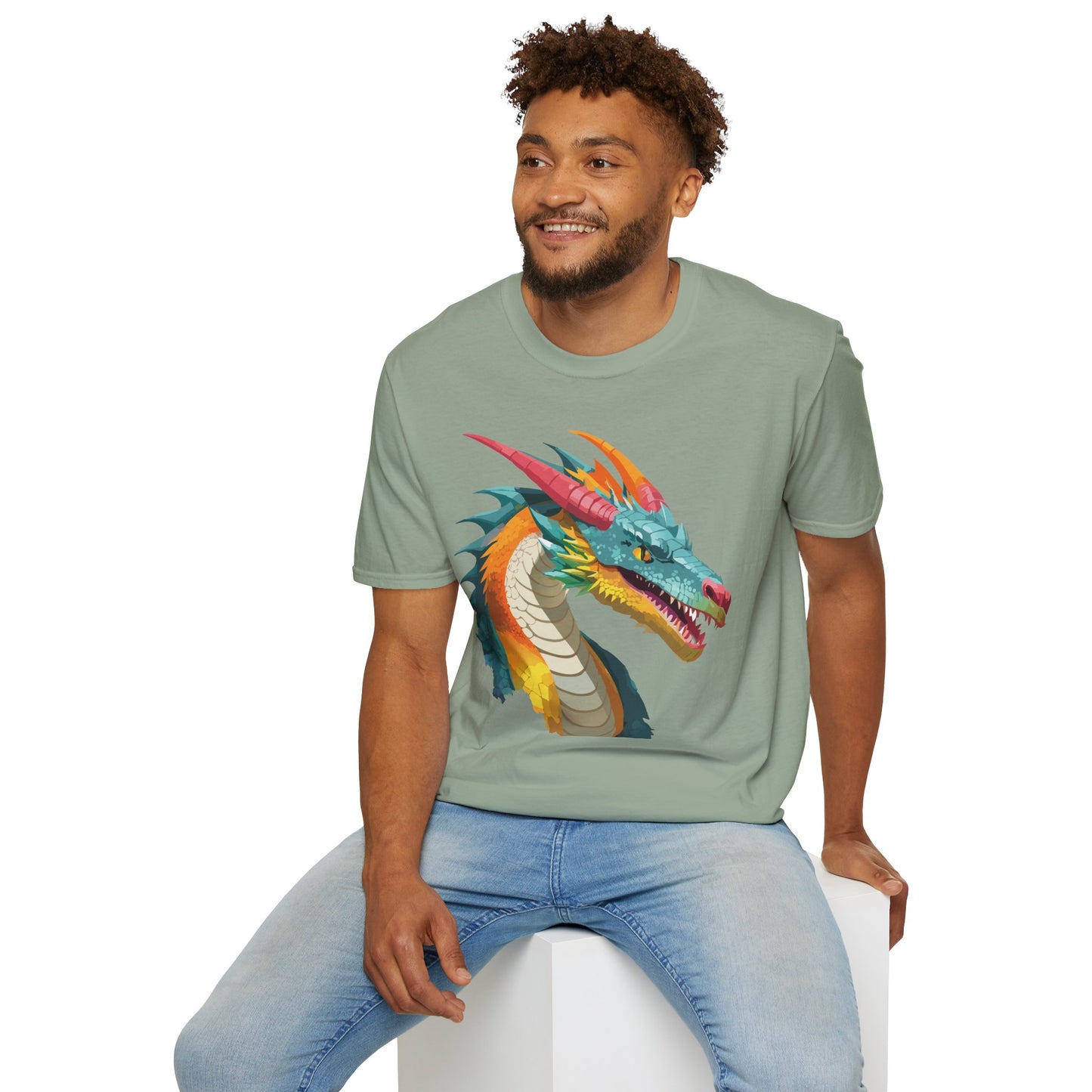 Dragon T Shirt Unisex Softstyle Art Design Tee With Animals Theme Gildan 64000 Premium Quality
