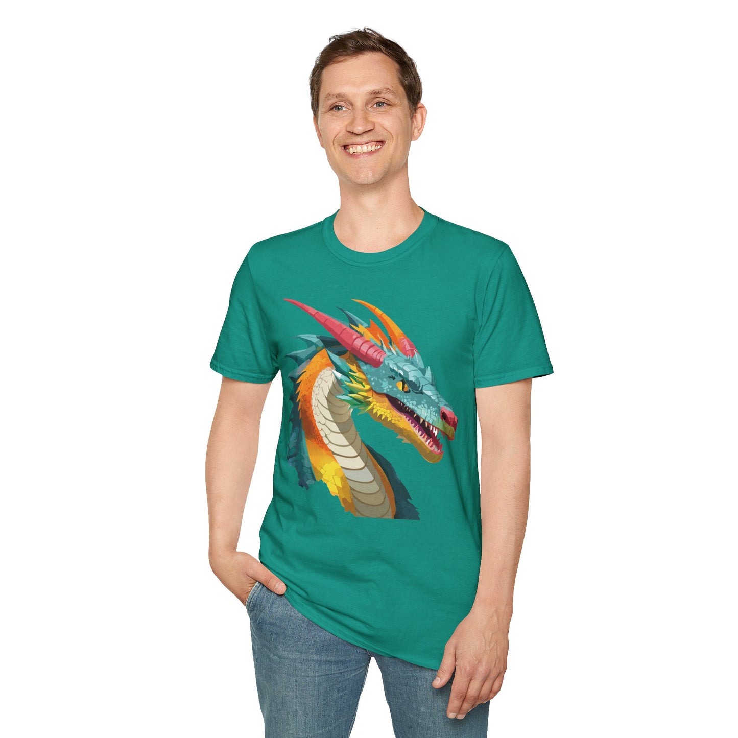 Dragon T Shirt Unisex Softstyle Art Design Tee With Animals Theme Gildan 64000 Premium Quality