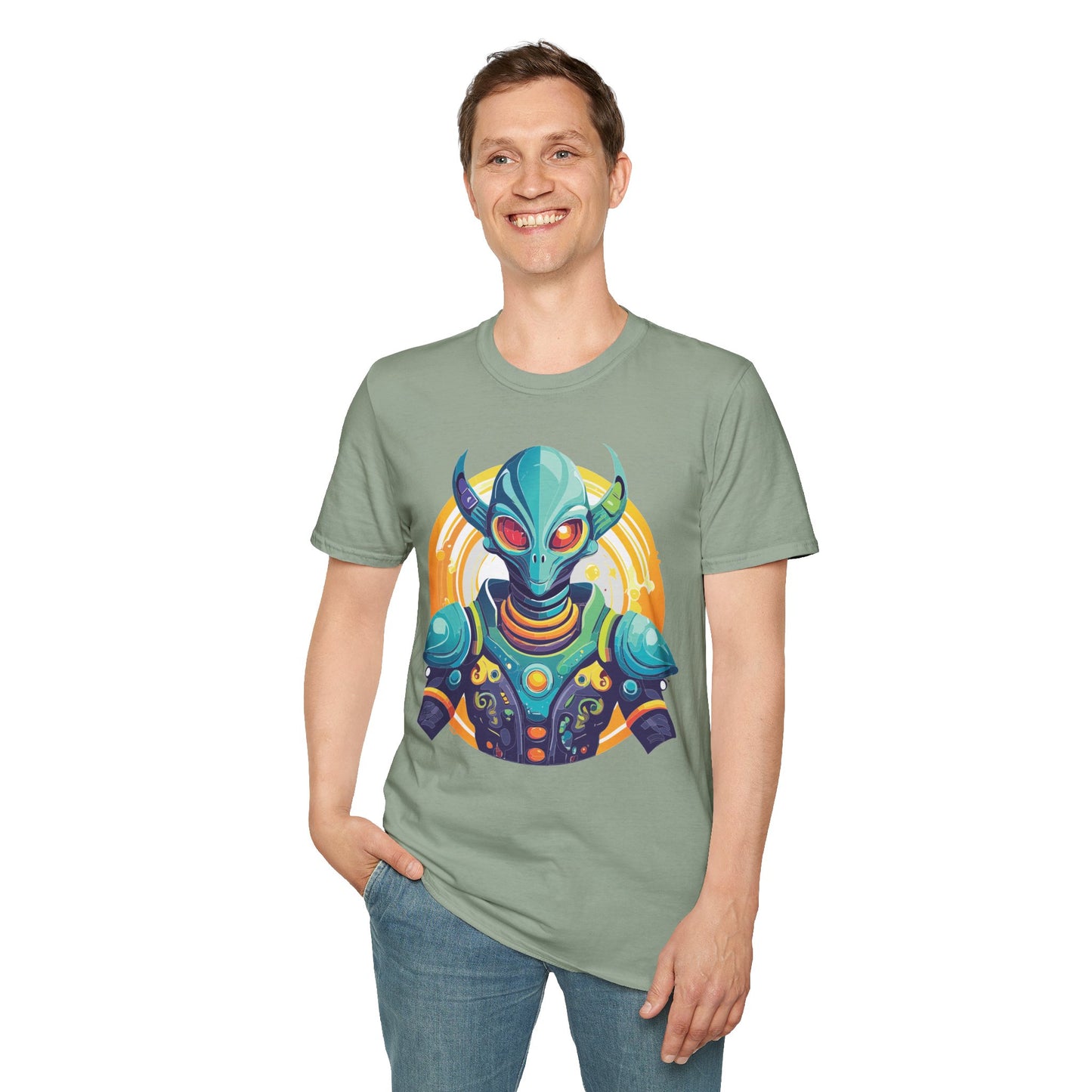 Alien T Shirt Cosmos Design Unisex Softstyle Cotton Tee With Aliens Art Graphic Print