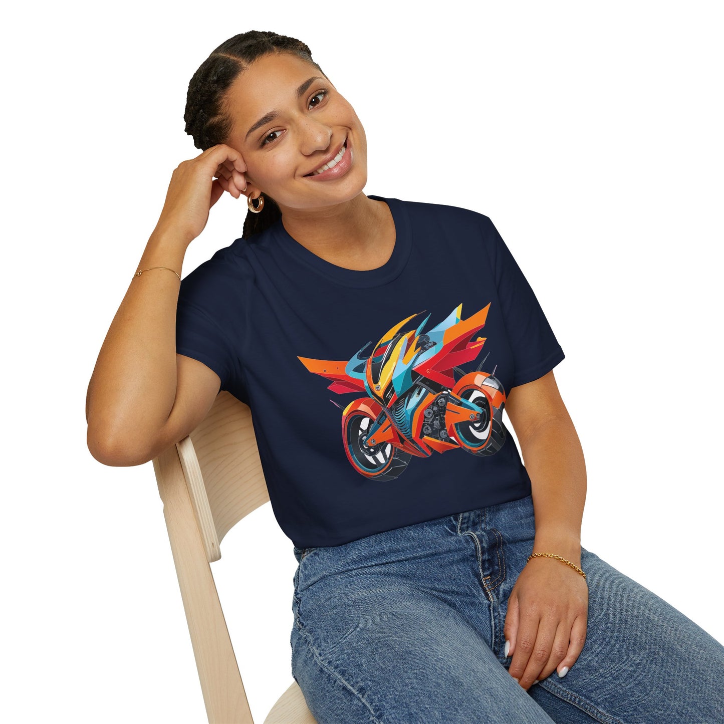 Unisex Bike T Shirt With Motorcycle Art Design Graphic Tee Softstyle 64000 Cotton