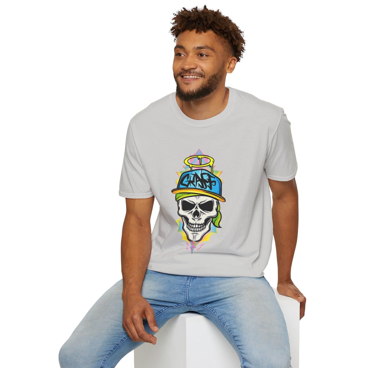 Unisex Skull Graphic Tee Shirt With Skeleton Design Softstyle 64000 100 Percent Ring Spun Cotton