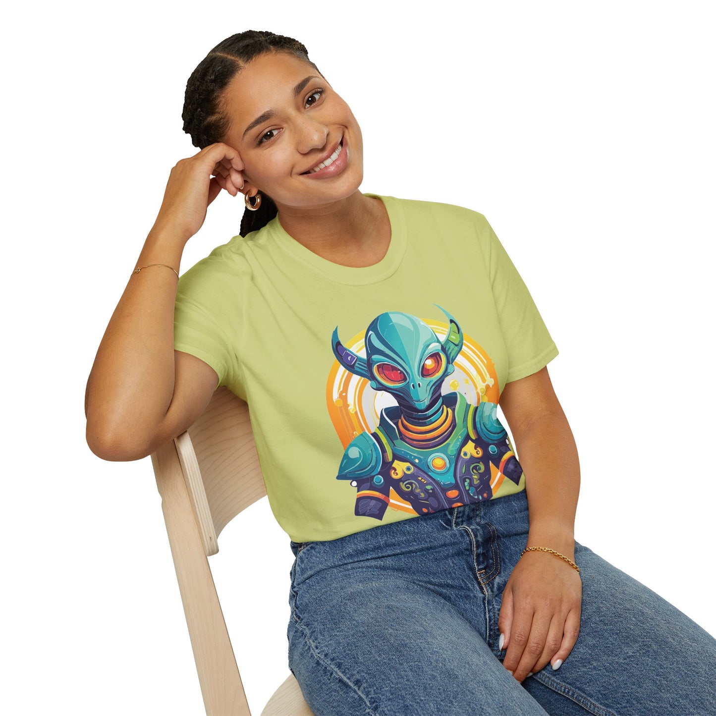Alien T Shirt Cosmos Design Unisex Softstyle Cotton Tee With Aliens Art Graphic Print