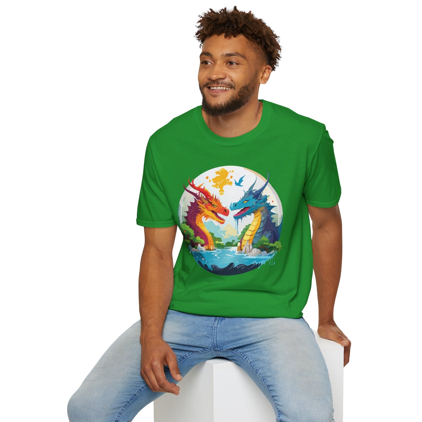Dragon T Shirt Unisex Gildan Softstyle 64000 100 Percent Cotton Animal Print Tee Artwork