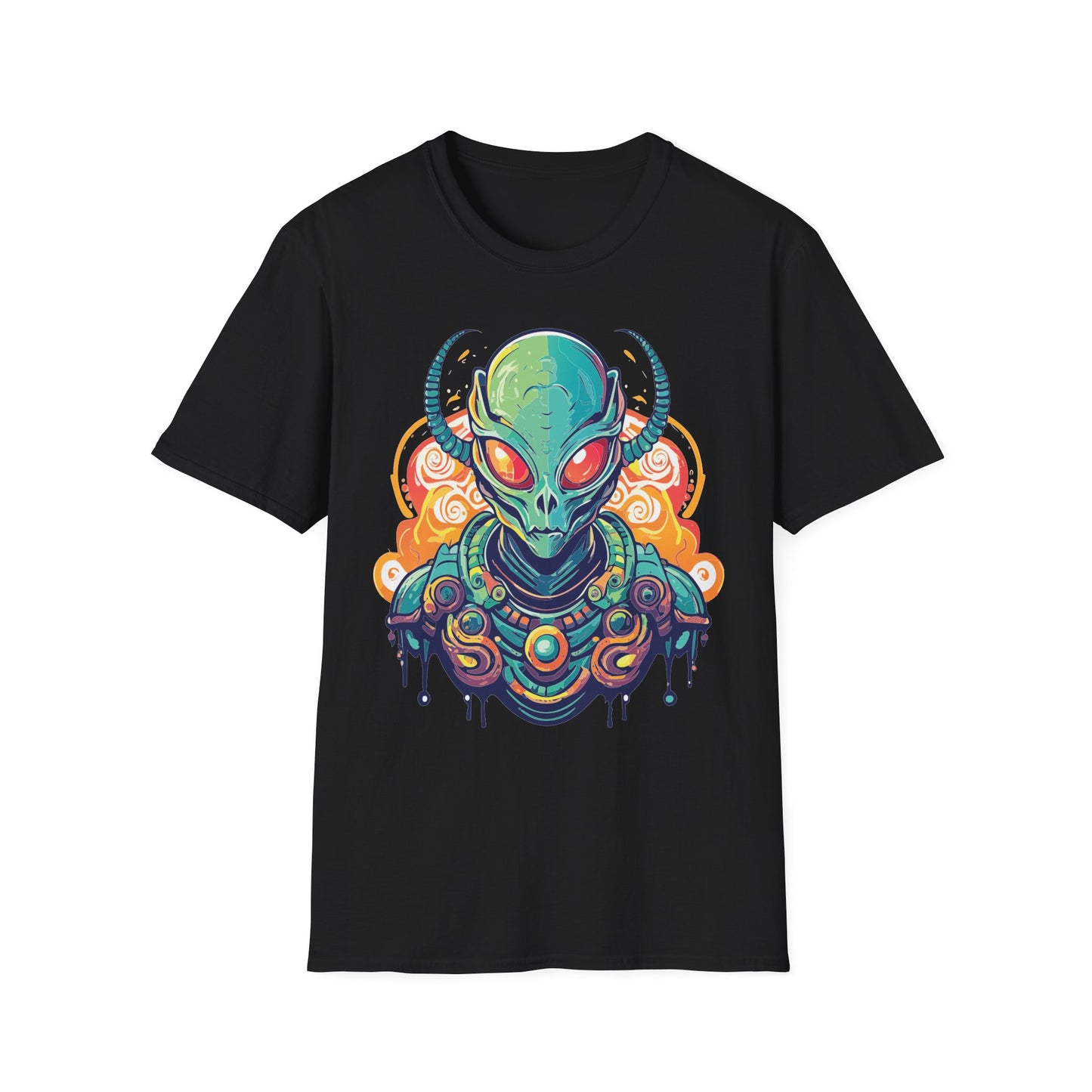 Cosmos Alien T Shirt Unisex Softstyle Cotton Tee With Space Artwork Graphic Design