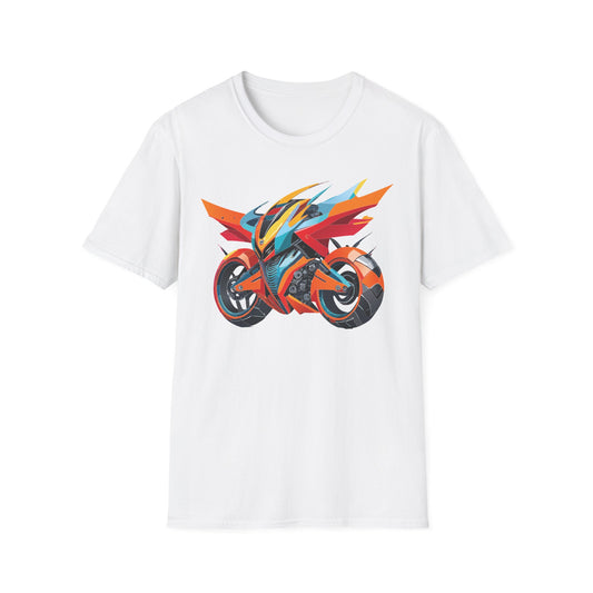Unisex Bike T Shirt With Motorcycle Art Design Graphic Tee Softstyle 64000 Cotton