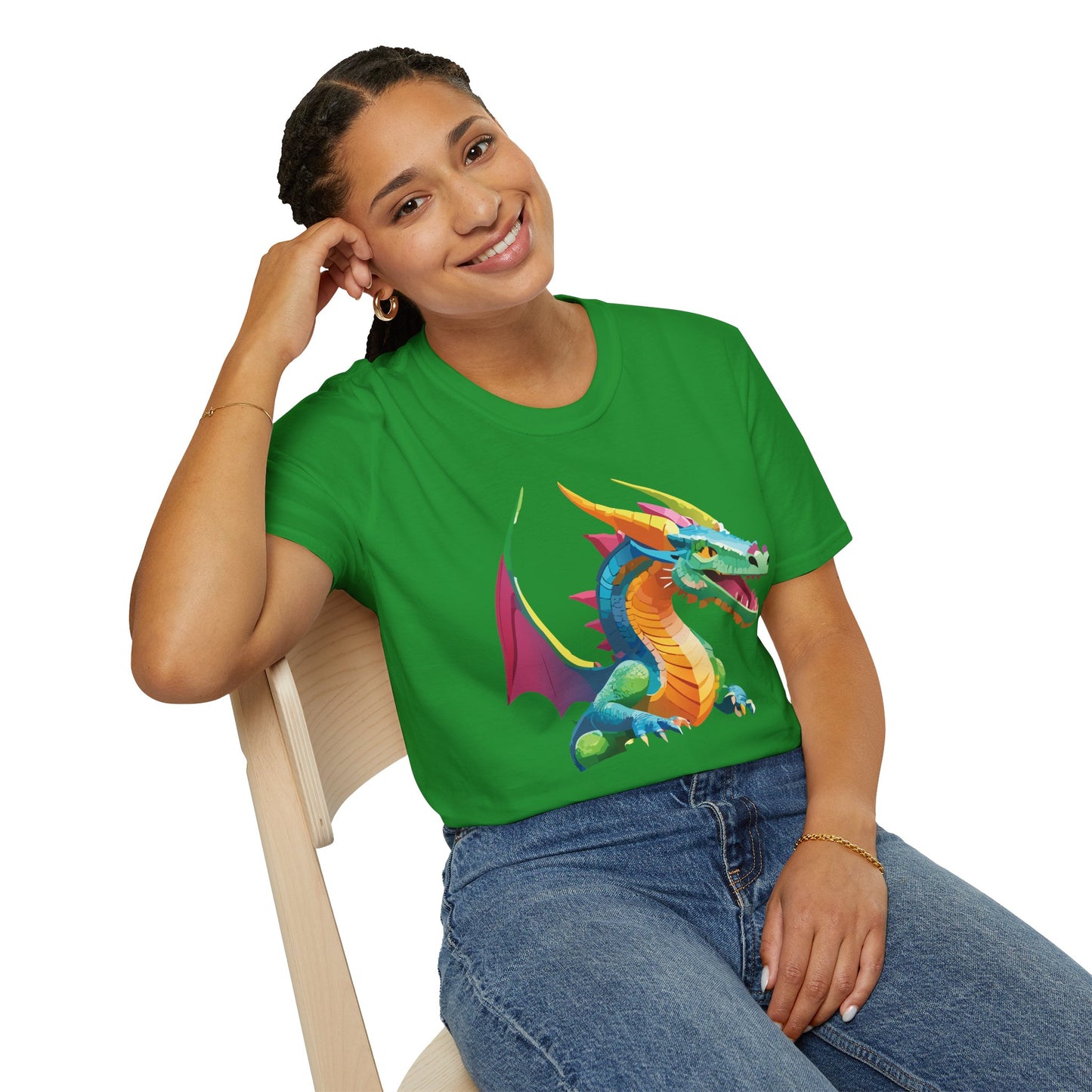Unisex Dragon Graphic Tee Softstyle Short Sleeve T Shirt Made From Ring Spun Cotton