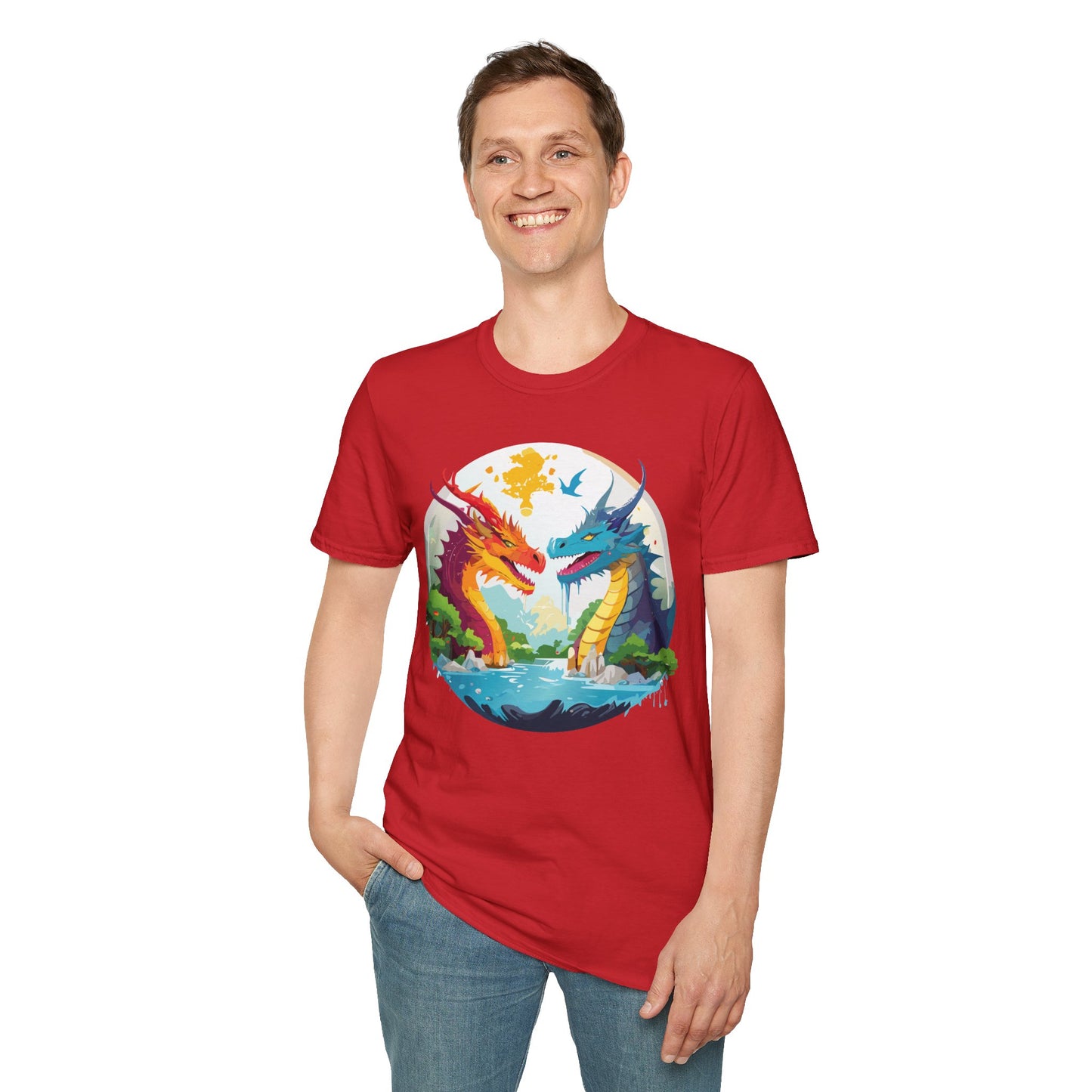 Dragon T Shirt Unisex Gildan Softstyle 64000 100 Percent Cotton Animal Print Tee Artwork