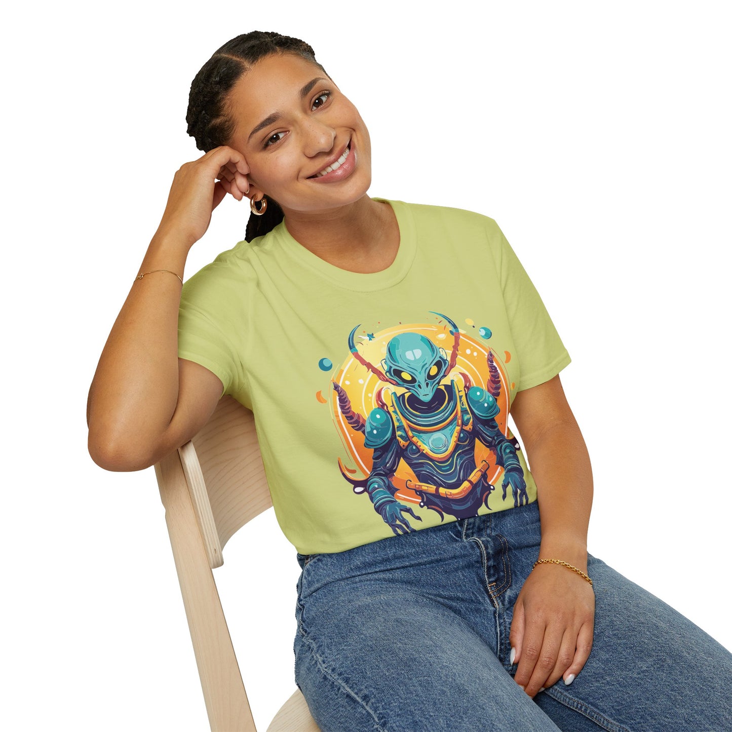 Cosmos Alien T Shirt Unisex Softstyle Short Sleeve Tee With Alien Art Design Artwork