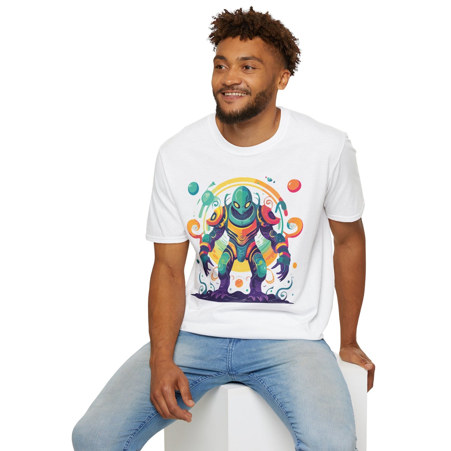 Cosmos Alien T Shirt Unisex Softstyle 64000 with Art Design Durable Comfort Artwork Tee