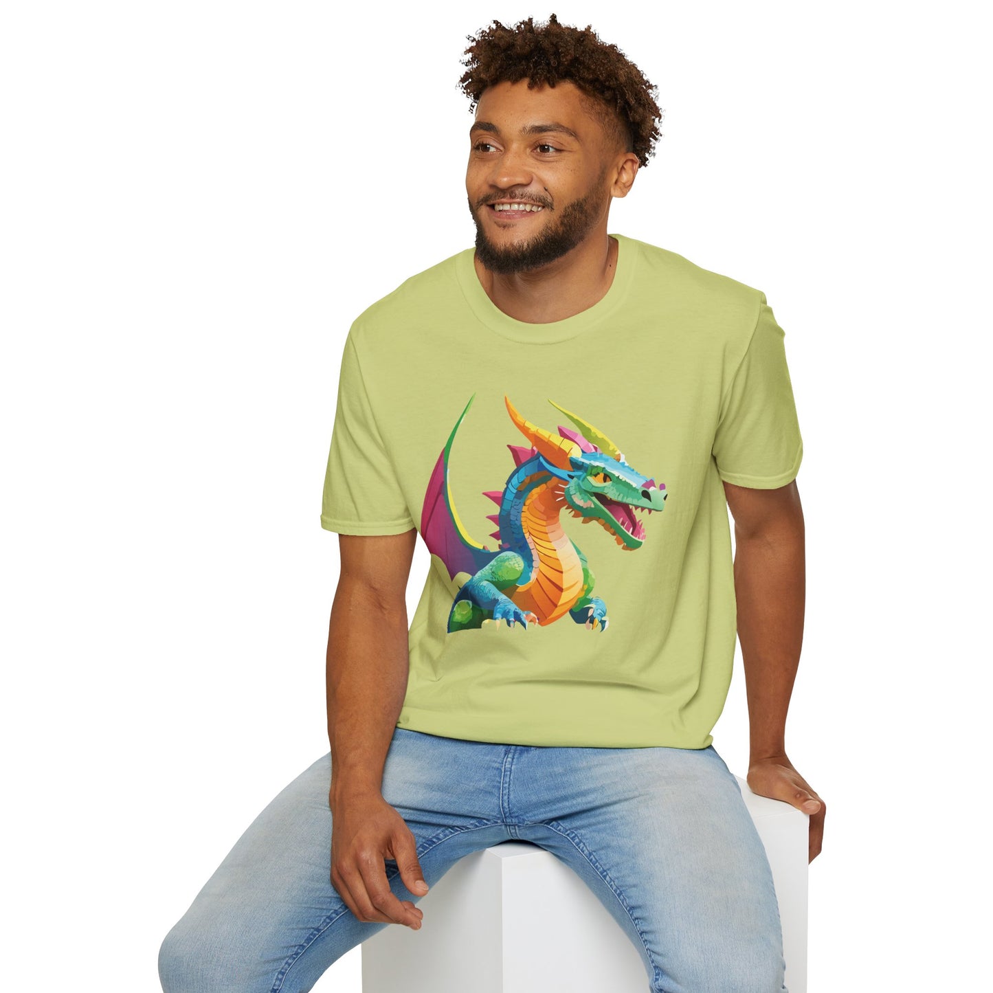 Unisex Dragon Graphic Tee Softstyle Short Sleeve T Shirt Made From Ring Spun Cotton