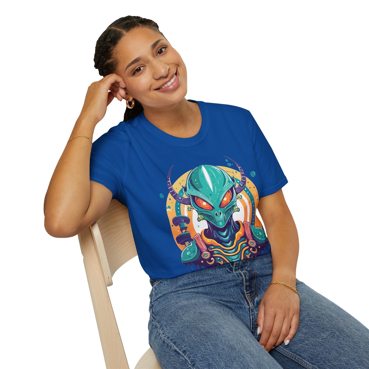Alien T Shirt Cosmos Shirt Unisex Softstyle Tee 100 Percent Ring Spun Cotton Short Sleeve