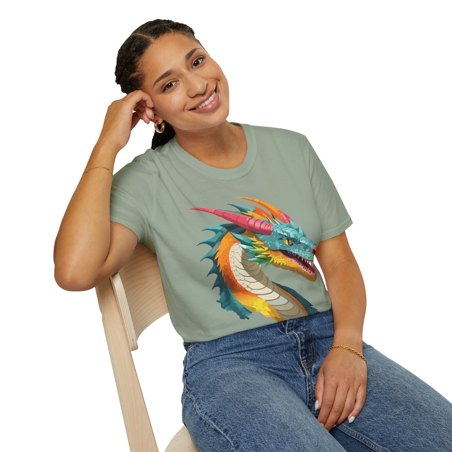 Dragon T Shirt Unisex Softstyle Art Design Tee With Animals Theme Gildan 64000 Premium Quality