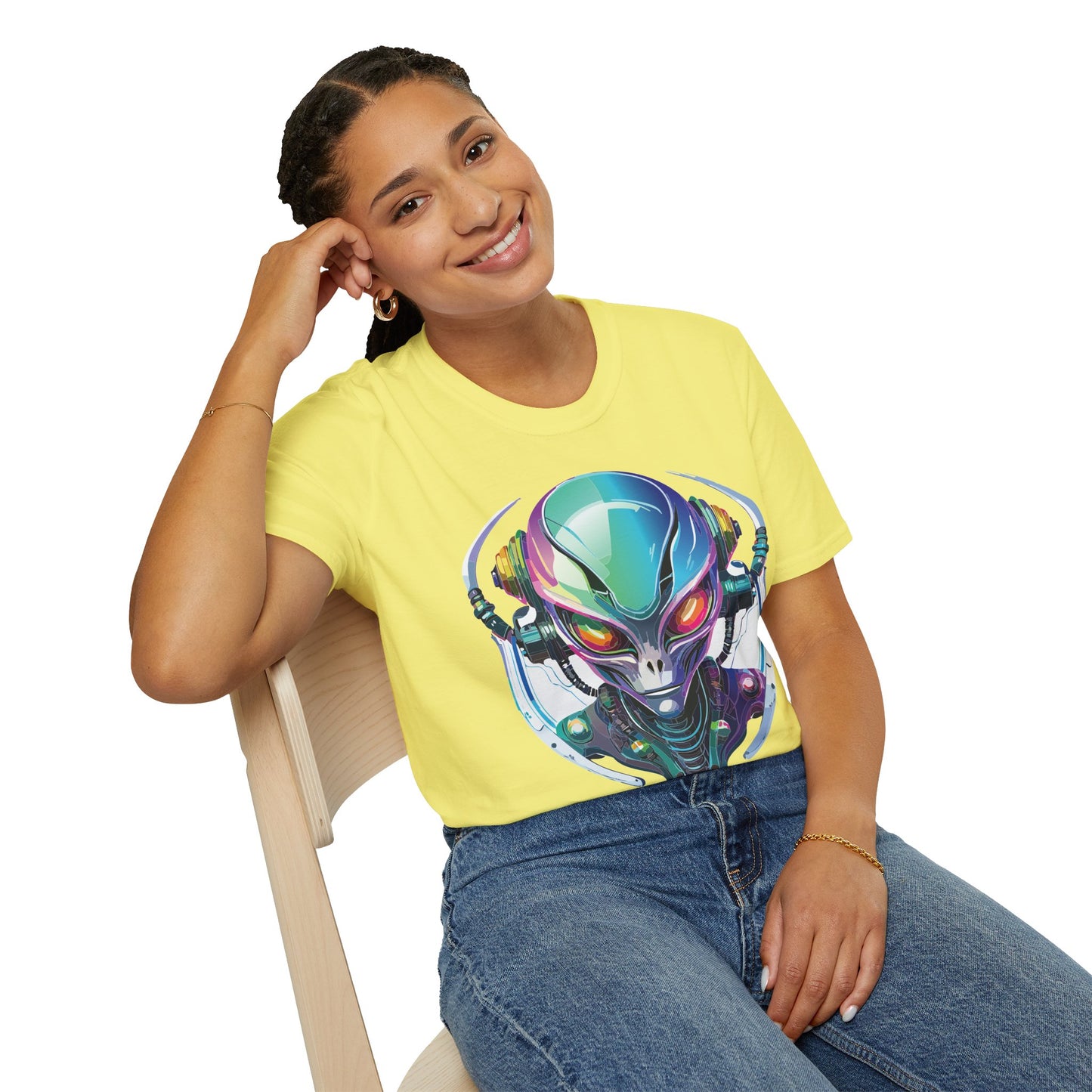 Alien Cosmos T Shirt Unisex Softstyle 64000 Tee With Alien Space Design 100 Percent Ringspun Cotton