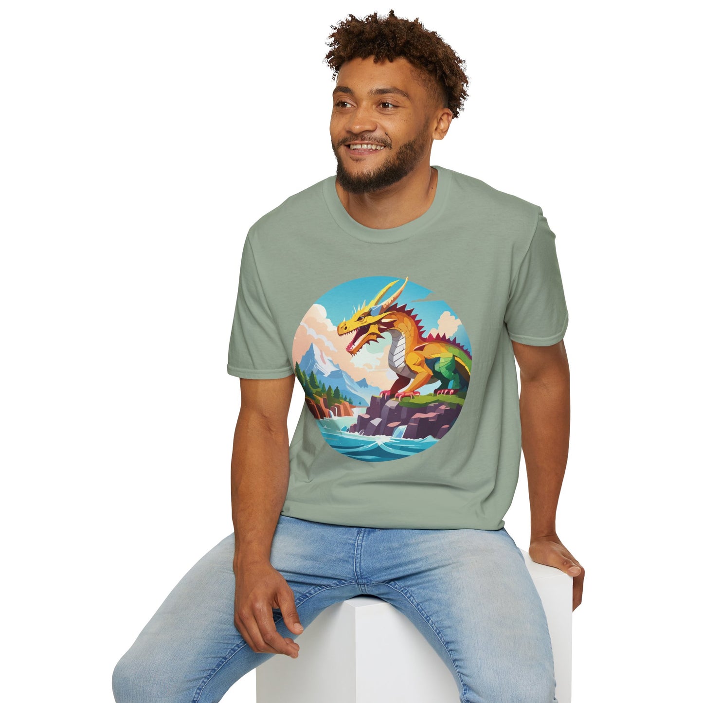 Dragon T Shirt Unisex Softstyle Cotton Tee With Colorful Animal Art Design For Everyday Wear