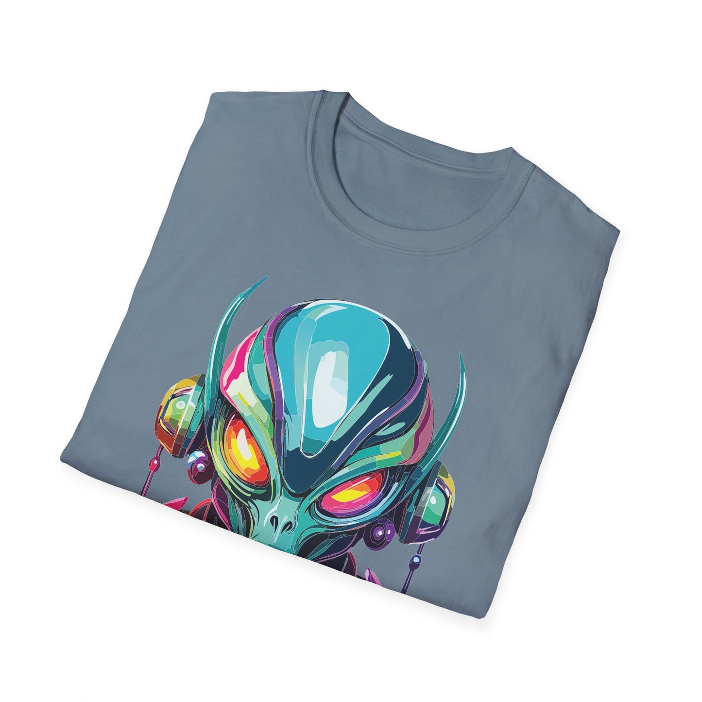 Alien Cosmos Unisex Cotton T Shirt With Alien Artwork Softstyle Ring Spun Cotton 64000
