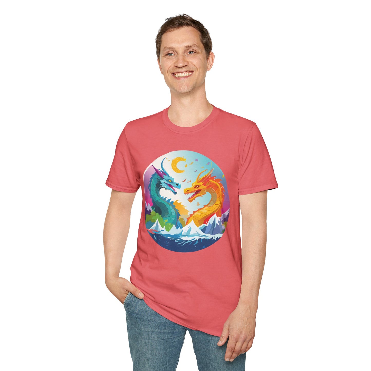 Dragon T Shirt Unisex Gildan Softstyle 64000 Tee Dragon Artwork Animal Print Shirt