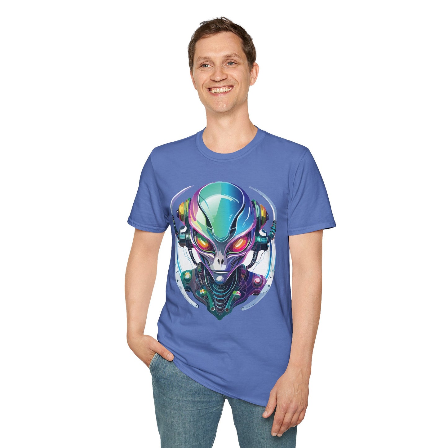 Alien Cosmos T Shirt Unisex Softstyle 64000 Tee With Alien Space Design 100 Percent Ringspun Cotton