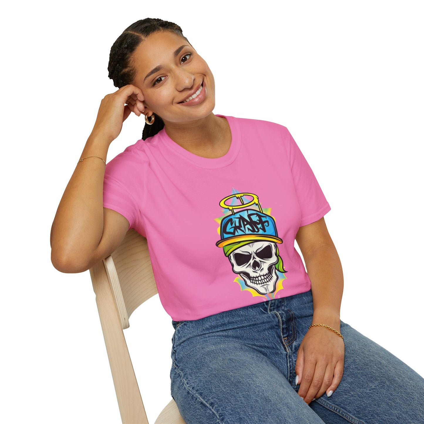 Unisex Skull Graphic Tee Shirt With Skeleton Design Softstyle 64000 100 Percent Ring Spun Cotton