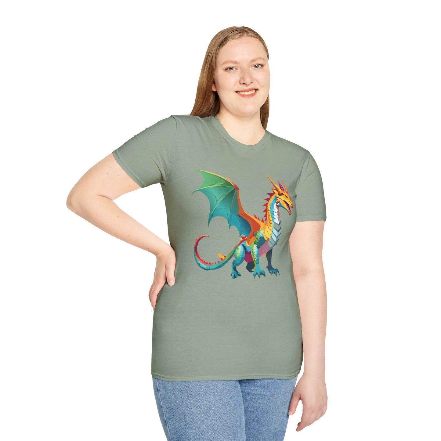 Dragon T Shirt Unisex Animal Design Tee Softstyle Gildan 64000 100 Percent Ring Spun Cotton