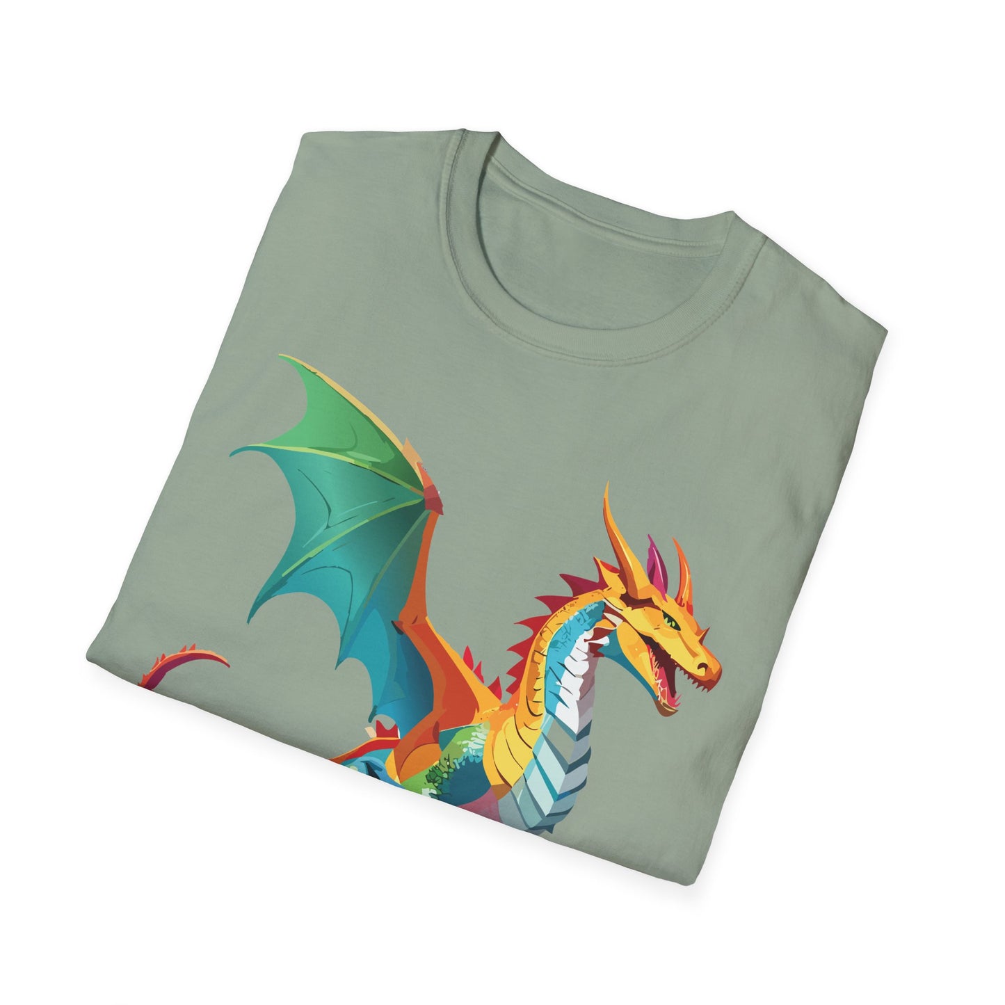 Dragon T Shirt Unisex Animal Design Tee Softstyle Gildan 64000 100 Percent Ring Spun Cotton
