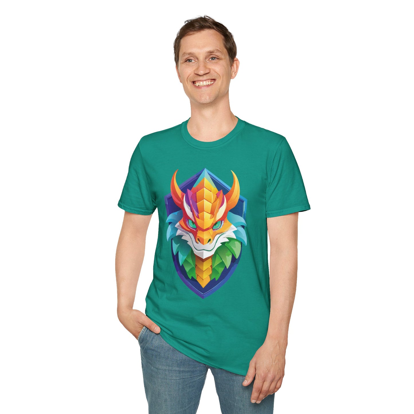 Unisex Dragon T Shirt Softstyle 64000 100 Percent Ring Spun Cotton Comfortable Tee