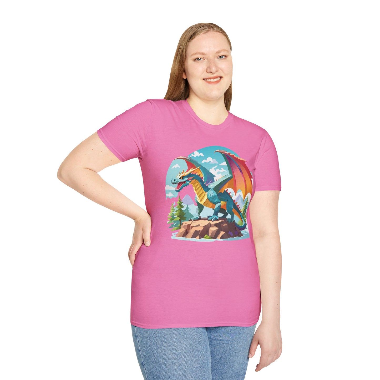 Dragon Graphic Tee Unisex Softstyle 100 Percent Ring Spun Cotton Animal Art Print Shirt