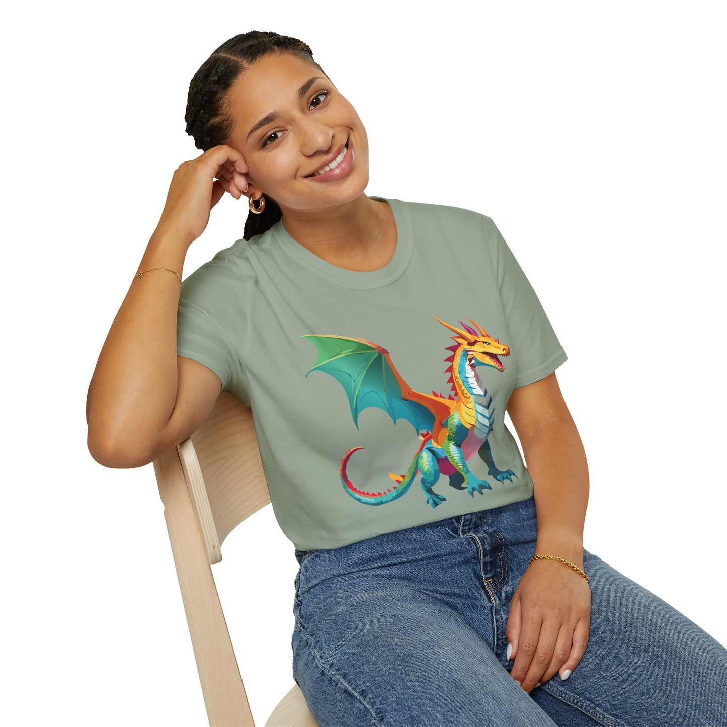 Dragon T Shirt Unisex Animal Design Tee Softstyle Gildan 64000 100 Percent Ring Spun Cotton