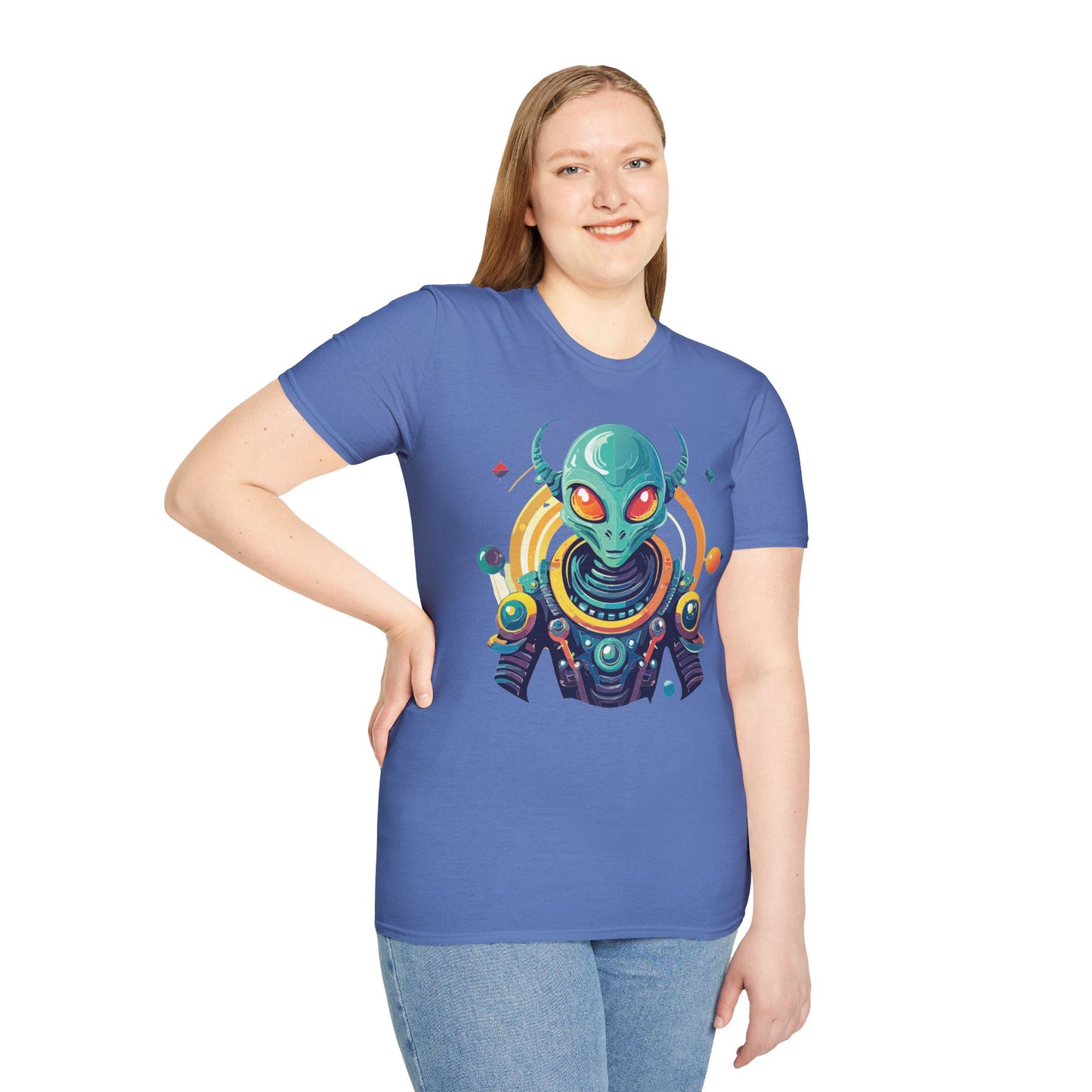 Alien Cosmos T Shirt Unisex Softstyle Cotton Tee With Alien Art Design Premium Comfort